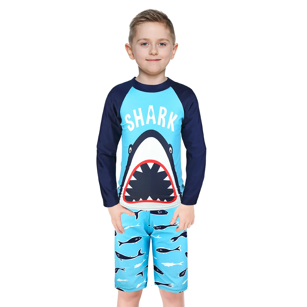 Kids Boys Shark Swimsuit Costume Swimwear Bathing Suit Rash Guard Tankini Set 